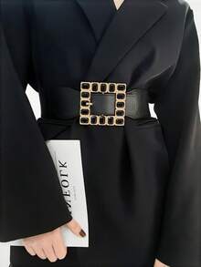 Metal Buckle Elastic Belt Summer, School Fall, Autumn, Halloween - Black - View 3