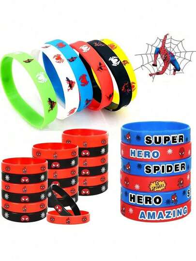 DOBBLE 6pcs/10pcs Cute Cartoon Anime Party Decorative Accessories Silicone Wristbands, Anime Character Themed Birthday Holiday Gifts