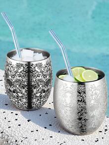 MONSTER BUNNY 2 件特殊图案蚀刻无底酒杯，适用于鸡尾酒、果汁、红酒、冷饮、情人节、感恩节、万圣节、圣诞节礼物、派对饮具、节日礼物、蚀刻设计、优雅水杯、啤酒杯、可重复使用的杯子、果汁杯、节日礼物的首选 - 350 毫升