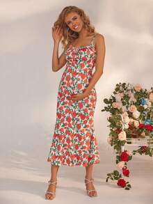 Joyfunear Sexy Floral Print Bodycon Maternity Dress - Multicolor - View 4