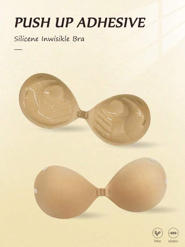 1 Pair Of  Invisible Thickened Push-Up Palm Cup Nipple Adhesive Bra (With Extended Shoulder Straps 3CM Thickened)
