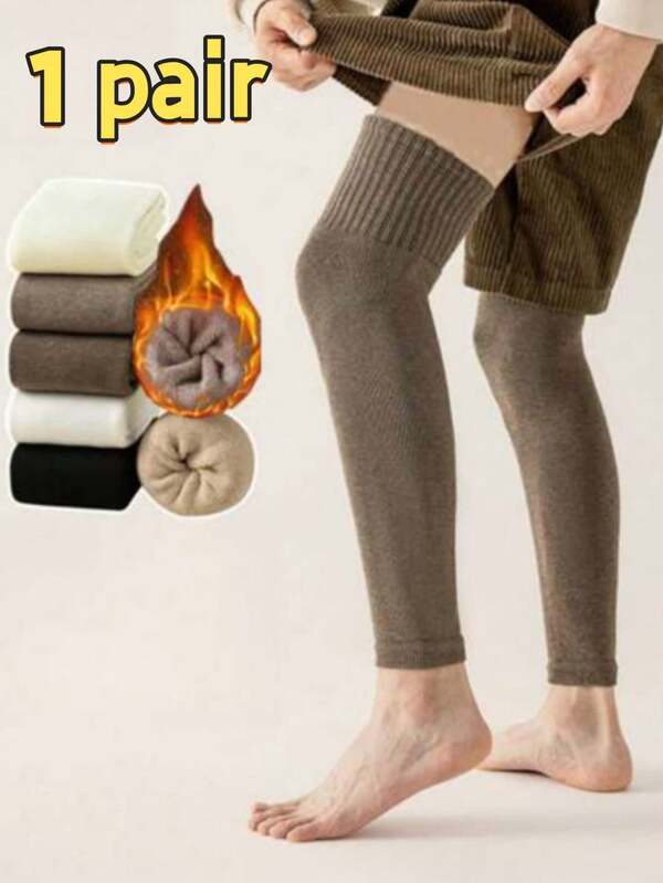 1 Pair Of Men's Autumn And Winter Velvet Warm Knee Pads, Versatile Daily Leg Covers