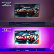 1pc RGBIC LED TV Backlight Strip, Sync Screen Ambient Lighting, USB Powered, With AR Motion Sensor, Suitable For 55-65 Inch TV, Monitor, Gaming Room, Bedroom And Living Room - USB - View 4