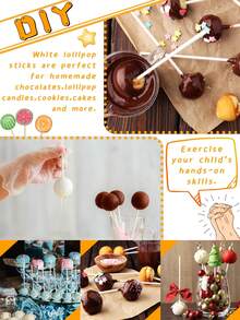 100 支纸棒棒糖棒（80 毫米、100 毫米、150 毫米）、自制蛋糕棒棒糖棒、糖果棒、白纸棒、糖果棒、搅拌棒、融化蛋糕棒、彩虹糖、纸杯蛋糕装饰、透明蛋糕棒展示架、巧克力饼干甜点、派对用品、派对装饰（非吸管）可重复使用，适用于 DIY 工艺品、派对装饰、园艺、婚礼、万圣节、圣诞糖果、手工用品、园林植物、生日、毕业典礼、烘焙工具、厨房配件 - 白色 - 查看 10