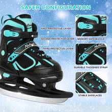 Adjustable Ice Skates For Kids Youth Tean Hockey Lace-Up Boys Or Girls Ice Skate For Beginner Age 4-12 Blue Black Teal Green - Teal Blue - View 4