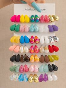 70 قطعة من طقم أقراط بشكل قطرات الماء الملونة، مناسبة للاستخدام اليومي والعطلات، إكسسوار يرفع المزاج