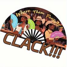 1 Retro Style 25-Inch Folding Hand Fan, Dance Design - Denim And Western Aesthetics, Suitable For Dancing, Parties, Weddings, Portable And Suitable For Home Decoration, Can Also Be Used As A Christmas Decorative Fan - 樣式 1 - 查看 1