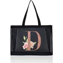 Túi Tote Dung Tích Lớn Túi Đi Biển Túi Đeo Vai Thời Trang Ngoài Trời Cho Nữ Túi Xách Túi Mua Sắm Túi Lưới Tổ Chức In Chữ Túi Đựng Đồ Di Động Đa Năng Cho Du Lịch Cắm Trại Biển - màu đen - Xem 11