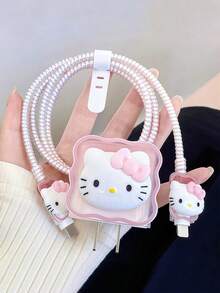 Sanrio Funda protectora compatible con cable de datos de 20W para iPhone, funda protectora de carga rápida, funda protectora de gato KT - Multicolor - Ver 5