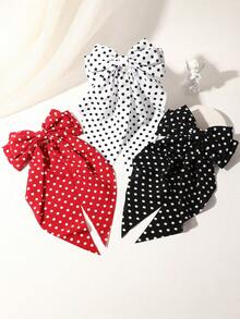 1 pieza/3 piezas Clip lateral de niña dulce con decoración de lazo a lunares estilo retro de Hong Kong, adecuado para salidas diarias, citas, fiestas y reuniones, accesorios lindos, pinzas de garra