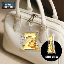 2D Impresión plana, 1 llavero acrílico, 26 letras del alfabeto inglés y abeja de Navidad A-Z, colgante con inicial de nombre, lindo colgante de bolso, llavero de pareja, llavero de coche, adecuado para Navidad, Acción de Gracias, Día de San Valentín, decoración festiva, regalo de carnaval, regalo de Navidad 2D Plano