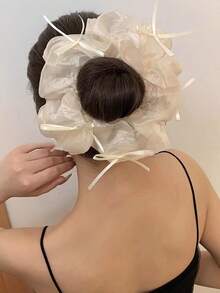 1 peça de laço estilo balé em tecido chiffon com rede - Um acessório feminino, versátil e perfeito para expressar individualidade. Também pode ser usado como prendedor de rabo de cavalo, elástico de cabelo, scrunchie ou acessório para cabelo.