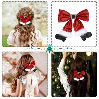 Shiny Sequin Bow Hair Clip, Suitable For Christmas Party