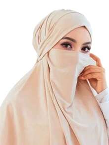 1pc Ready-To-Wear Instant Hijab With Tie - Black - View 11