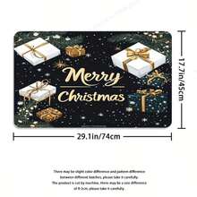 1/4 قطعة مجموعة حمام عيد الميلاد بدون ريش، ديكور شتوي مطبوع مقاوم للماء، تشمل حصيرة مانعة للانزلاق، غطاء مقعد المرحاض، سجادة على شكل حرف U وعدد 12 خطاف، لا تحتاج إلى كهرباء أو بطارية سجادة المطبخ