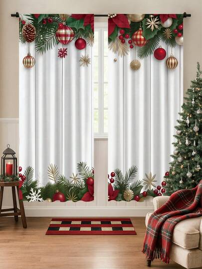 2 piezas Cortinas de Navidad, Diseño de cortinas de ventana con muñeco de nieve, árbol de Navidad, copos de nieve de invierno, decoraciones navideñas para el hogar, decoración de la habitación, cortina de baño navideña, pancarta navideña, accesorios de fotografía navideña, decoración navideña, adornos navideños, Navidad, Nochebuena, regalos de Navidad, decoración navideña, decoración de Año Nuevo 2026, adecuado para sala de estar y dormitorio