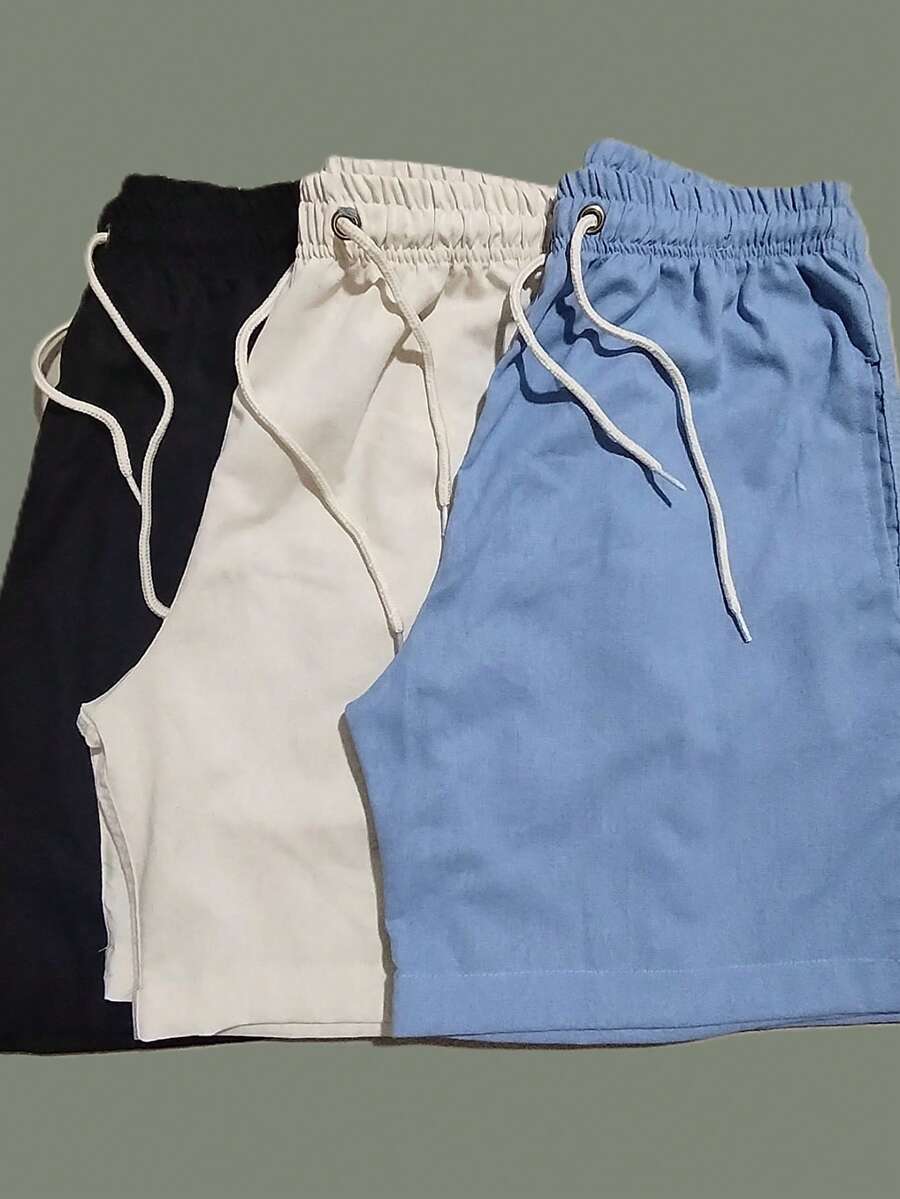 Men's Linen Shorts 3-Piece Kit - Baby Blue - View 1