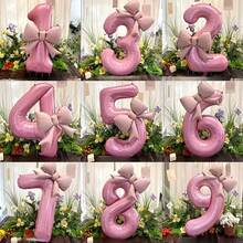 Bộ bóng bay nơ số màu hồng