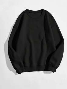 Mujer004 Sudadera de cuello redondo para mujer invierno sudadera de manga larga cómoda suave Ropa cómoda y elegante de manga larga con cuello redondo negro, perfecta para cualquier ocasión - Negro - Ver 1
