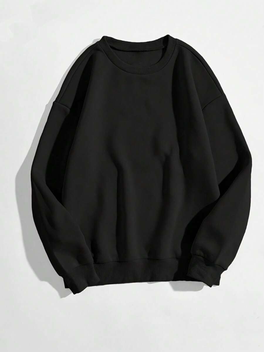 Mujer004 Sudadera de cuello redondo para mujer invierno sudadera de manga larga cómoda suave Ropa cómoda y elegante de manga larga con cuello redondo negro, perfecta para cualquier ocasión - Negro - Ver 1