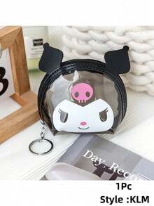 Sanrio 1 Pç Carteira Bonita Hello Kittys Kuromi Melody Cinnamoroll Transparente Portátil Moeda Fones de Ouvido Armazenamento Zero Carteira (Algumas Peças Podem Ser Aleatórias)