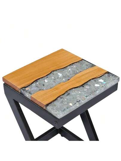 VidaXL Coffee Tafel 30x30x50 Cm Solid Teak Polyresin view 6