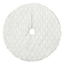 Lan-Faux Fur Christmas Tree Skirt: 36 Inch White Plush Faux Fur Christmas Tree Skirt With Crossed Diamond Textured Pattern Christmas Tree Decorations For Merry Christmas Home Décor Xmas Party Giftslan134 - TexturedFur - View 4