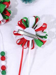 2 piezas de Clips para el cabello con diseño de Hortensias en colores clásicos de Navidad verde, blanco y rojo, adecuados para uso diario y como regalo