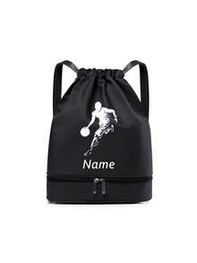Customizable Backpack With Personalized Name Or Holiday Greetings. Solid Color Design, Minimalist Casual, Football Pattern, Lightweight Large Capacity. Adjustable Shoulder Strap, Zipper Closure, Multi-Function Shoe Compartment, Drawstring Travel Bag, Suitable For School, Daily Life, Outdoor, Sports, Fitness, Swimming And Other Occasions. Can Be Customized With Name, Letter, Lucky Number, Etc. - Multicolor - View 22