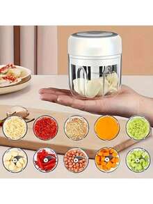 [Kitchen Appliances]Electric Garlic Chopper, Portable VeggieChopper , Garlic Press 250ML,100ML, Garlic GrinderMasher Onion Chopper, Blender To Vegetable,Chili, FruitMeat, Spices, Beans, Cordless Food Processor For Ginger, - khác - Xem 6