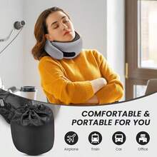 Travel Pillow, Neck Pillow, Neck Pillow For Traveling, 360° Travel Neck Pillows For Airplanes, Travel Essentials, Memory Foam Airplane Pillow, Soft Airplane Neck Pillow Stowable Travel Pillows For Airplanes - 灰黑色 - 查看 8