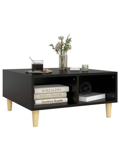 VidaXL Coffee Tafel 60x60x30 Cm, Processed Wood, Zwart view 3