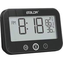 - Reloj de ducha digital LCD resistente al agua, resistente al agua, reloj de bao, soporte de pared, dos ventosas, muestra el tiempo, la temperatura y la humedad relativa interior 1, blanco - 1 + Negro - Ver 2