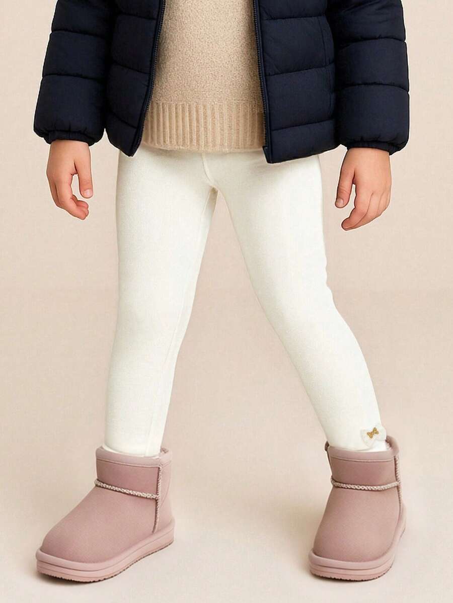 Balabala Girls' Leggings, Young Girl' Casual Pants, Girl Knit Cotton Legging Pants - White - View 1