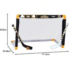 Conjuntos de Mini Hockey de la  de Franklin Sports - Conjunto de Combo de Portería de Hockey de Rodilla, Pelota y 2 Palos de Hockey - Red de Portería Mini - Conjuntos de Hockey Oficiales de la - Bruins de Boston - Ver 3