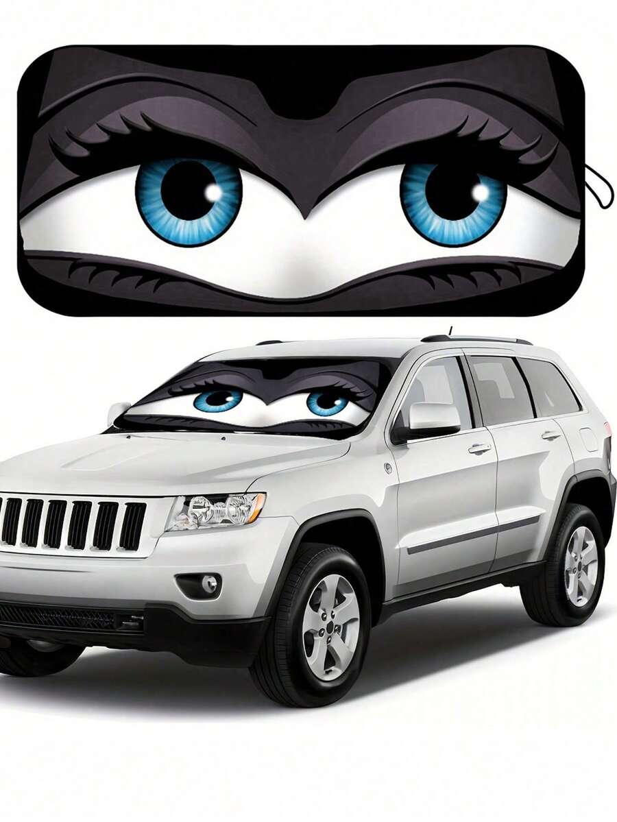 YAIUZGOO 59X27 Inch Funny Eyes Windshield Sun Shade For SUV Truck Cars Front Windows Sunshade Sun Visor Protector Blocks UV Rays