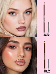 MISSLYN-2PCS Silky Lip Liner Set, Silky Lip Liner,Lip Liner, Smooth Coloring, Long-Lasting Color, Precise Strokes, Smudge-Proof, One-Stroke Shaping, Silky Smooth, Lip Makeup, Three-Dimensional Effect, Wooden Pen Design - #802+#402 - Xem 2