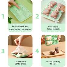 3D Bären Eiswürfelform, grüne Silikon Eiswürfelform mit Deckel für Cocktails, Whiskey, Bourbon, große Eiswürfelformen für den Gefrierschrank, wiederverwendbare Eiswürfelformen, witzige, süße Bären Formen für Süßigkeiten und Schokolade