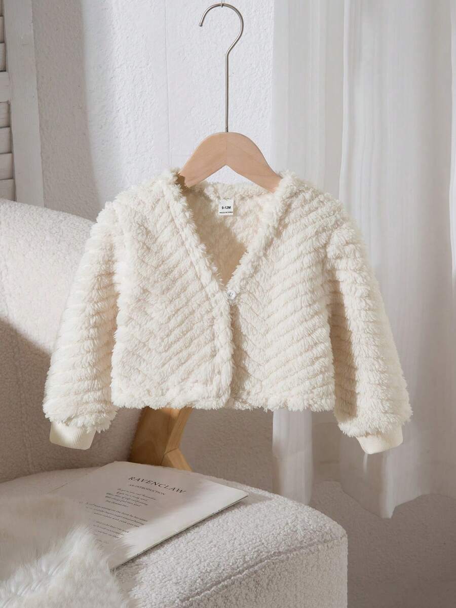 جاكيت قصيرة بأكمام طويلة من القماش الناعم والحلو للأطفال الرضع/البنات الرضع، مناسبة للارتداء اليومي - لون مشمشي - مشاهدة 1