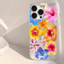 Pink Lily Elegant Flowers Collage Pattern Phone Case 16 15 14 13 12 11 Pro 16E XS X XR 8 Plus Shiny Cover