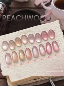 15毫升桃花屋猫眼指甲油凝胶，2025新款裸色透明玻璃珠裂纹猫眼凝胶，美甲沙龙特价 - 彩色 - 查看 1