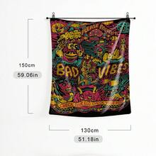 1 pătură moale din flanel cu imprimeu graffiti - pătură și aruncătură confortabilă, prietenoasă cu pielea, pentru canapea, somn și utilizare multifuncțională - culori vibrante, delicată cu pielea și perfectă pentru activități în interior și în aer liber