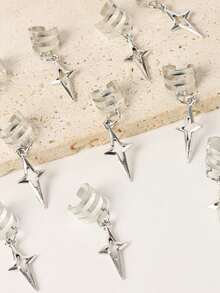 10 piezas Anillos para el cabello con colgante de estrella, accesorios de playa de verano, pinzas de metal para el cabello, estilo punk, decoraciones para el cabello de festival y fiesta para mujeres, pasadores para el cabello, barrettes