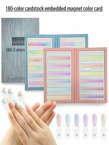 Broșură magnetică cu diagrame de culori acrilice cu 180 de culori de ojă pentru afișare comparativă a ojei. Instrumente de afișare a mostrelor de ojă pentru purtarea stilurilor de unghii. - Multicolor - Vizualizare 1