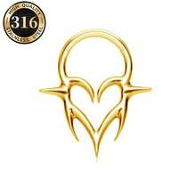 1pc 316L Stainless Steel Unique Hinged Nose Ring With Heart-Shaped Spike, Gothic Punk Style, Suitable For Nose/Ear Cartilage Piercing - Heart - View 13