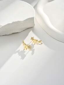 Nooxian 1对女士星形耳钉，独特设计 - 金黃色 - 查看 4