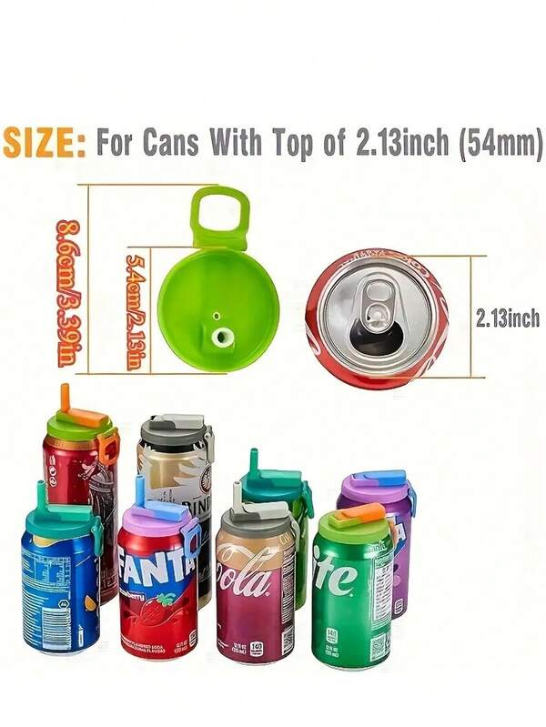 1pc Reusable Soft Drink Can Lid With 2 Free Straws, Four Colors To Choose From, Suitable For A Variety Of Bottles And Cans, And Comes With Straw.