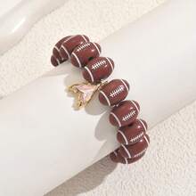 1 pieza Brazalete de cuentas de rugby con estilo deportivo retro de acrílico, a juego para parejas, adecuado para festivales, fiestas y reuniones