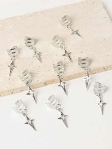 10 piezas Anillos para el cabello con colgante de estrella, accesorios de playa de verano, pinzas de metal para el cabello, estilo punk, decoraciones para el cabello de festival y fiesta para mujeres, pasadores para el cabello, barrettes