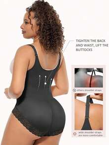 Colombiana Girdle Full Body Shaper Lift Up Butt Lifter Bodysuits Tummy Control Panties Waist Trainer Thigh Slimmer - màu đen - Xem 5